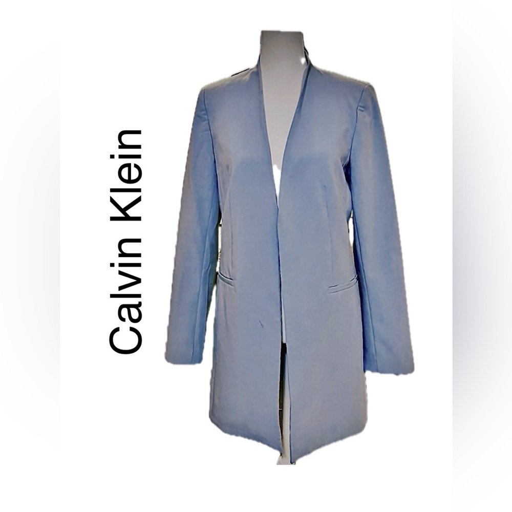 CALVIN KLEIN WOMEN OPEN FRONT TOPPER JACKET SIZE 6P Color Blue.